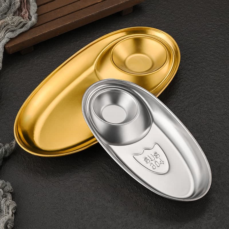 304 stainless steel oval french fries Snack disk with feasting grid dumplings fried chicken golden creative barbecue skewers 3