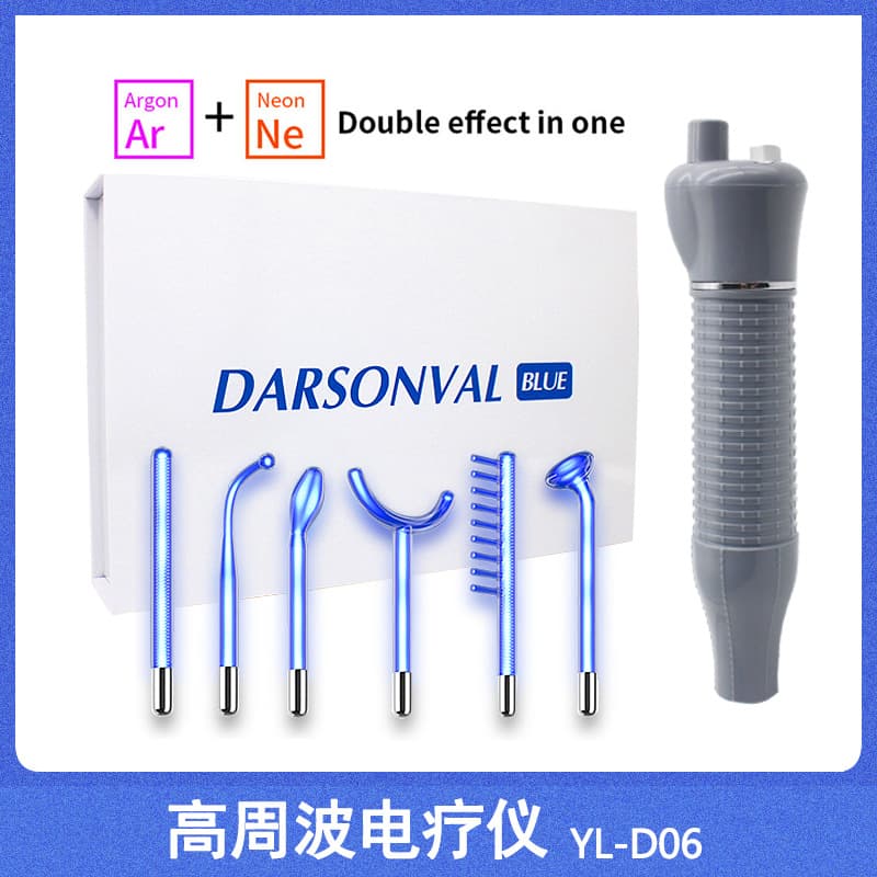 Darsonval Blu -ray high -poustone electrotherapy instrument 6 -piece high -frequency electrotherapy oxygen skin care, acne hair care, beauty instrument 1