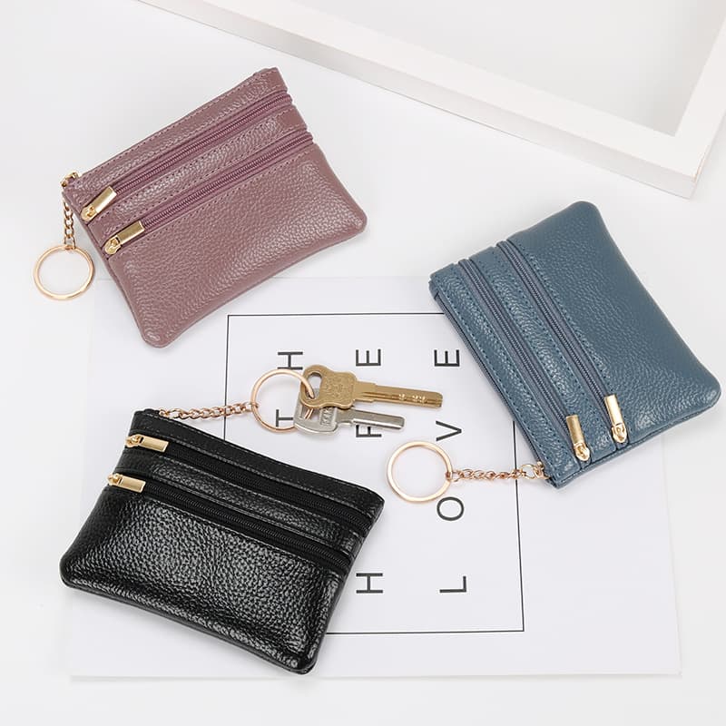 (Wholesale), wallet, short shoulder bag, universal card holder, key bag with zipper, genuine leather 3