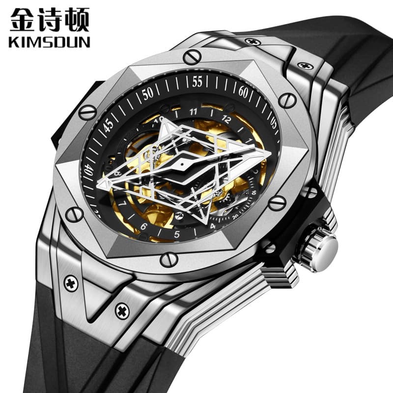 Fashionable mechanical silicone waterproof sports watch, fully automatic