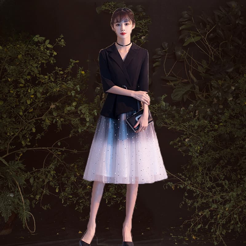 Long evening dress, mid-length, for teenagers 3