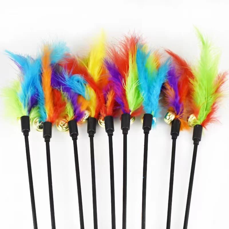Manufacturer wholesale cat stick horseta -colored cat bell feathers teasing cat stick supplies Pet toys 5