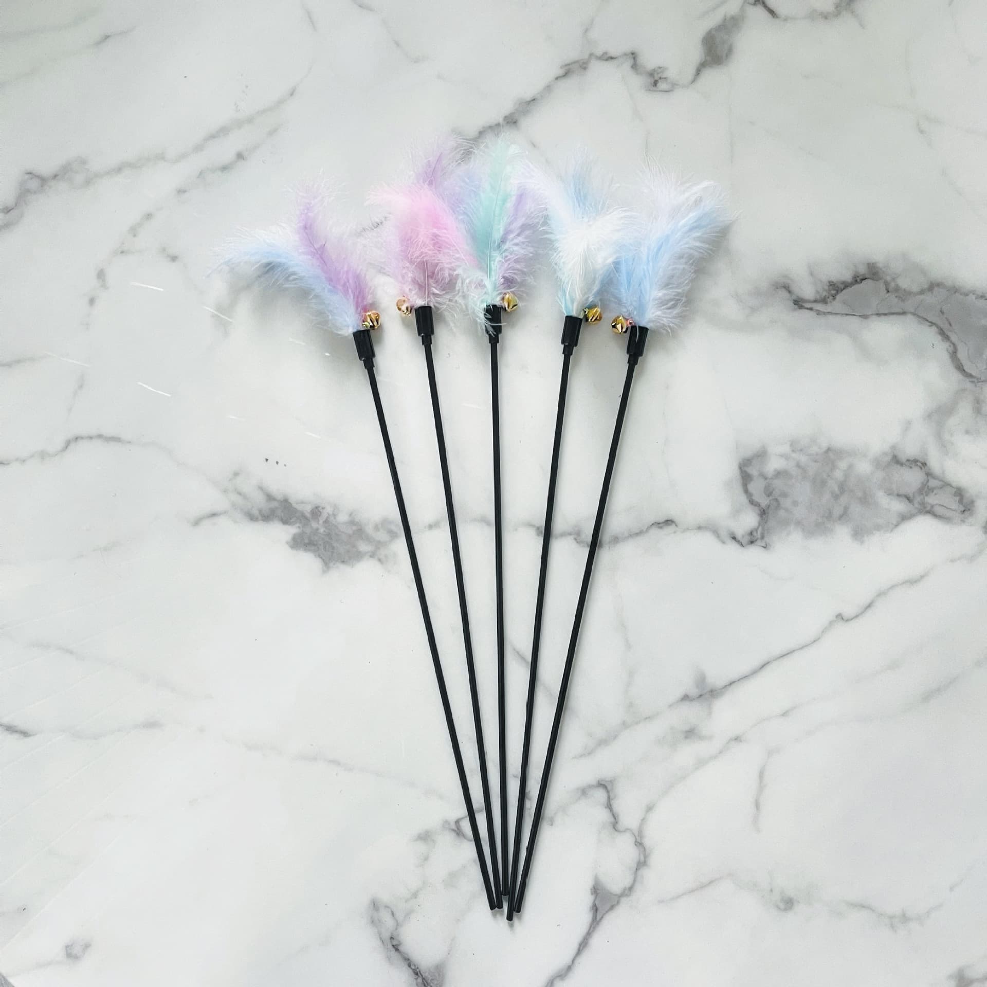 Manufacturer wholesale cat stick horseta -colored cat bell feathers teasing cat stick supplies Pet toys 1