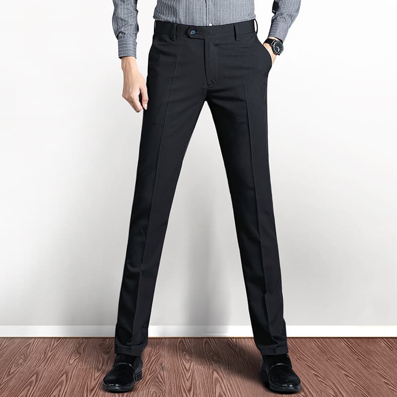 Fashionable trousers, black suit, (Physicals), loose straight fit 1
