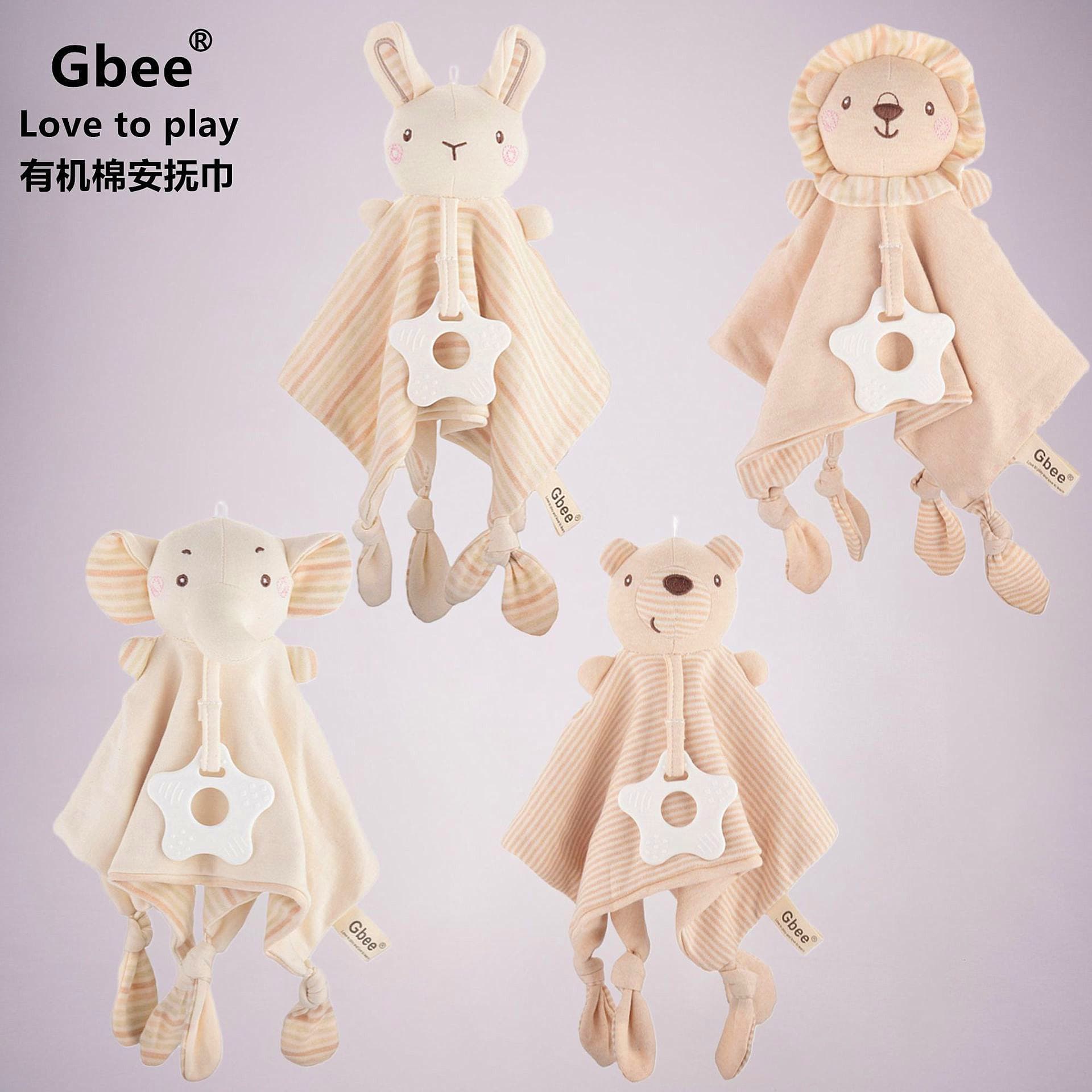 Gbee Organic children's soothing towel, eating bib for new born, toy, appeases doll, organic cotton 4