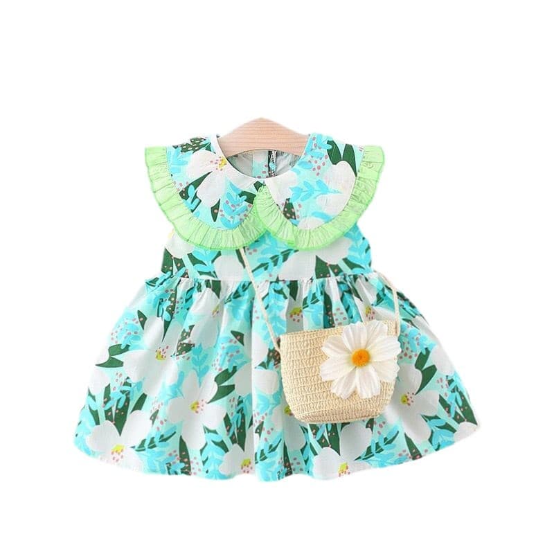 Children's cute summer dress girl's sleevless, skirt, 2022, western style, flowered 4