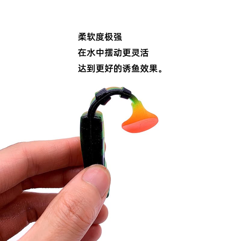 10cm dual -color t -tail road Asian fake bait soft worm multi -bait tail soft bait bark bass freshwater sea fishing bionic fake bait 4