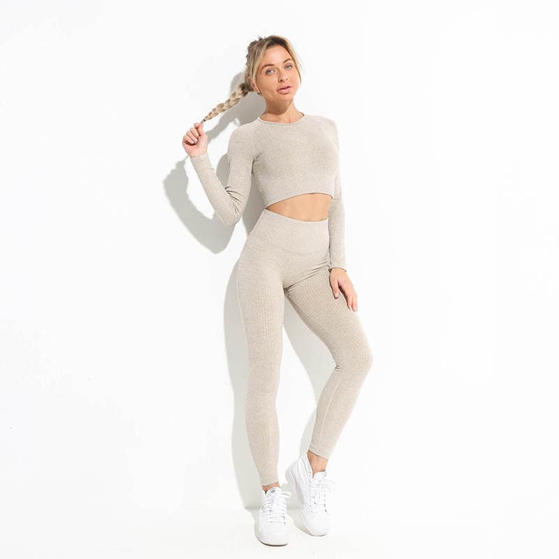 (Cross-border trading), yoga clothing, leggings, sports vest, set for gym, long-sleeve, tight, European style 3