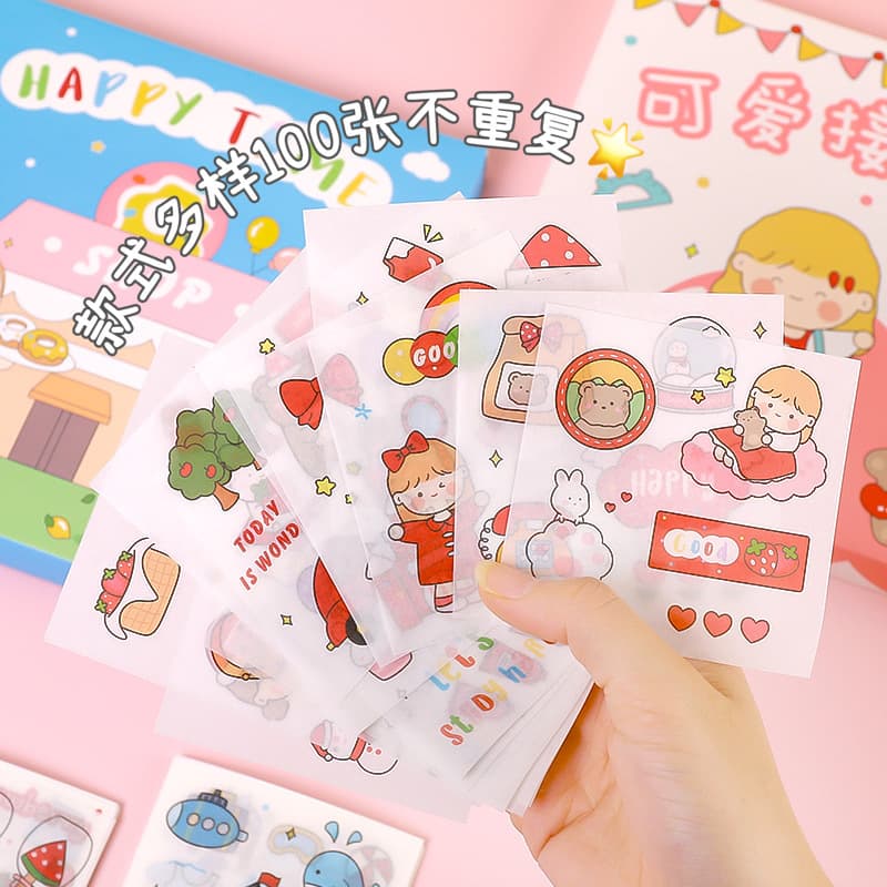 Starting season, cartoon cute handbook sticker high value DIY stationery girl heart decoration painting cartridge carton 3
