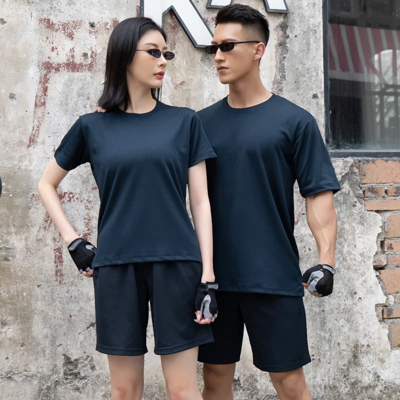 (Wholesale), summer travel sports suit for training for men and women, quick dry shorts, with short sleeve 2