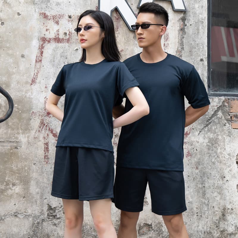 (Wholesale), summer travel sports suit for training for men and women, quick dry shorts, with short sleeve 4
