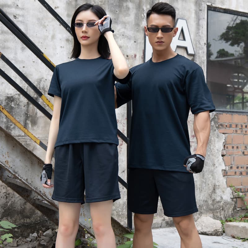 (Wholesale), summer travel sports suit for training for men and women, quick dry shorts, with short sleeve 1