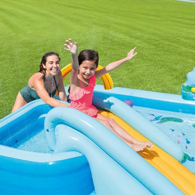 Intex, slide play in water, inflatable swimming pool, marine ball pool, crocodile 3