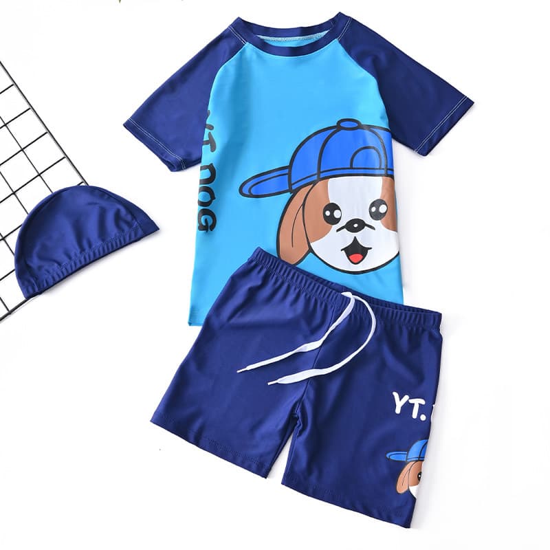 Children's split swimwear for boys, cartoon trousers for swimming for early age, set, for teenagers, sun protection 3