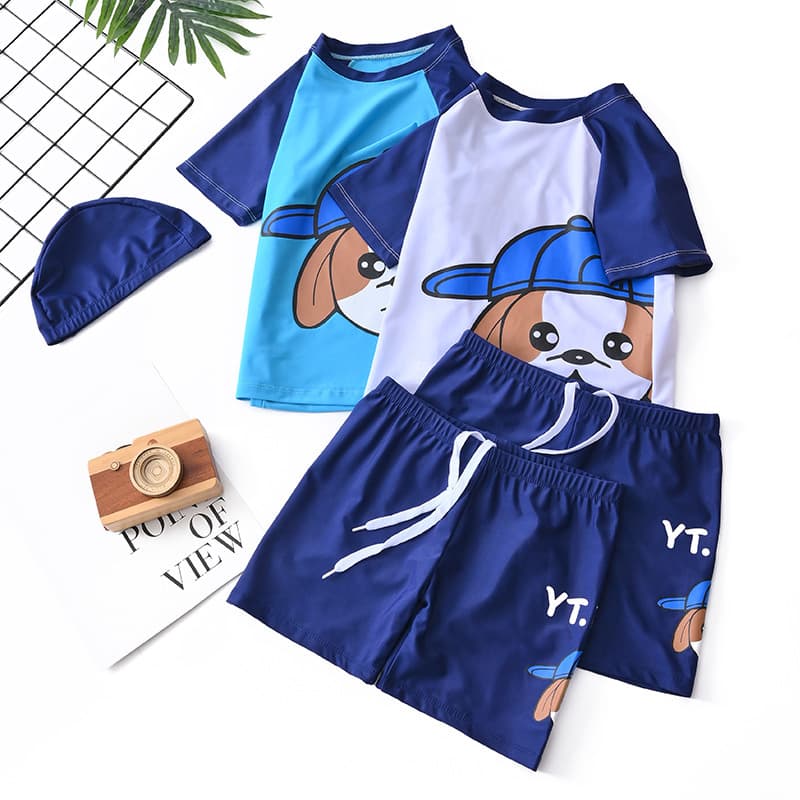 Children's split swimwear for boys, cartoon trousers for swimming for early age, set, for teenagers, sun protection