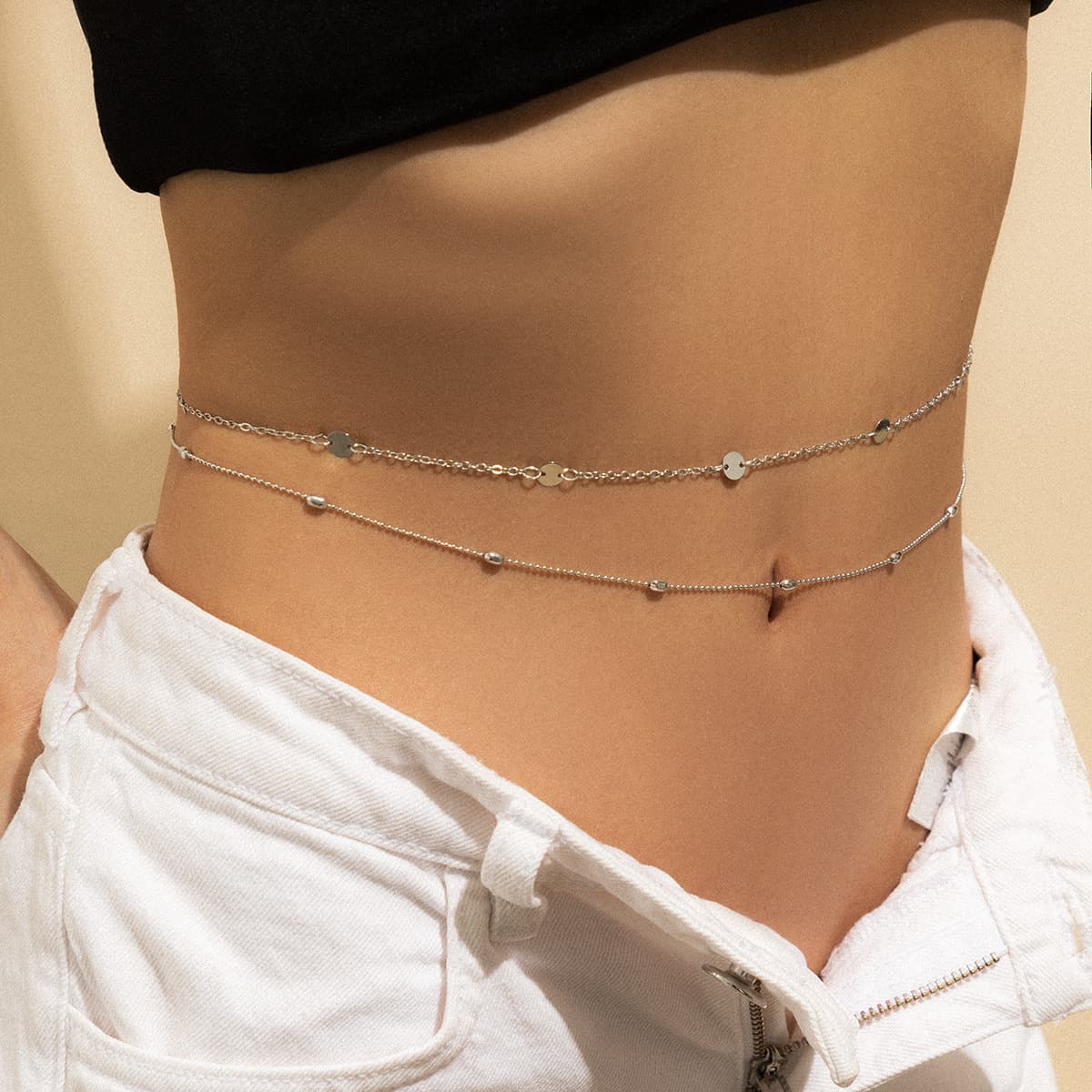 Retro sexy geometric metal chain, fashionable set, European style 3