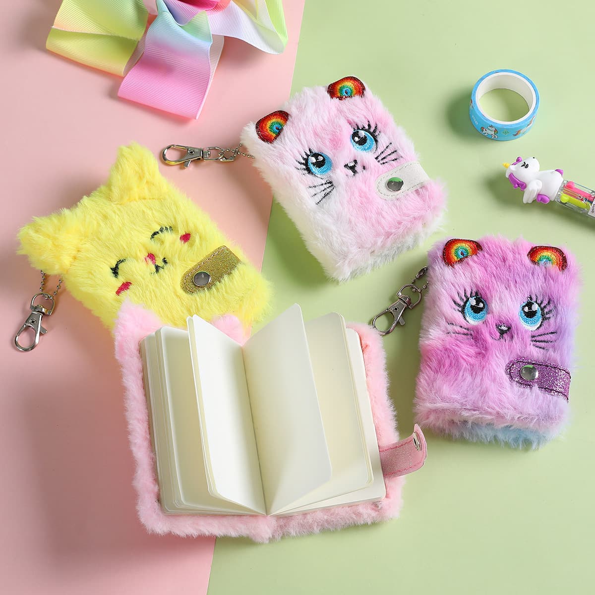 Cartoon plush cute pocketbook, children's backpack accessory, book, new collection, cat, Birthday gift 2