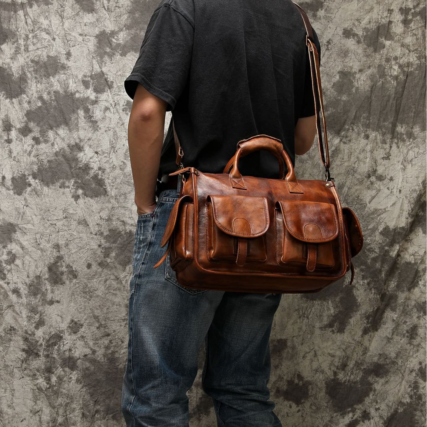 (Cross-border trading), vintage handheld shoulder bag, one-shoulder bag, genuine leather, high-end 3