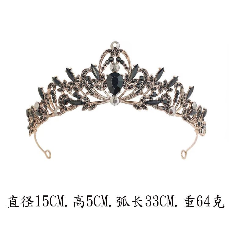 Retro black hair accessory for bride, crown, internet celebrity, 20 years 4