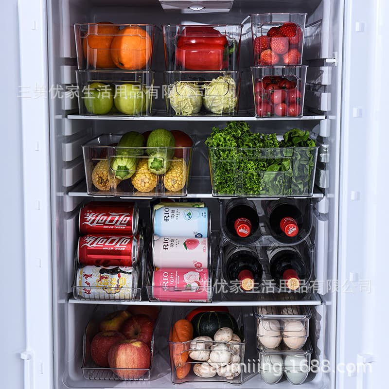Refrigerator storage box plastic kitchen organizes timing frozen food -grade PET seal large capacity transparent fresh preservation box 4