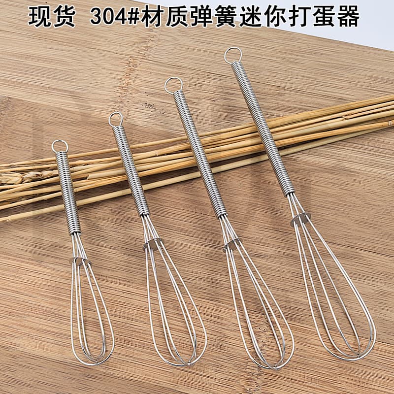 Spot 304#Spring handle eggbeater coffee coffee mixer manual stainless steel egg layer manufacturer 1