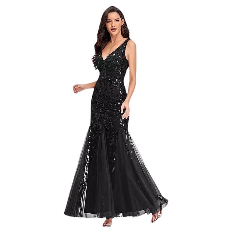 Shiffon sexy evening dress, European style, V-neckline, with embroidery, graduation party 5