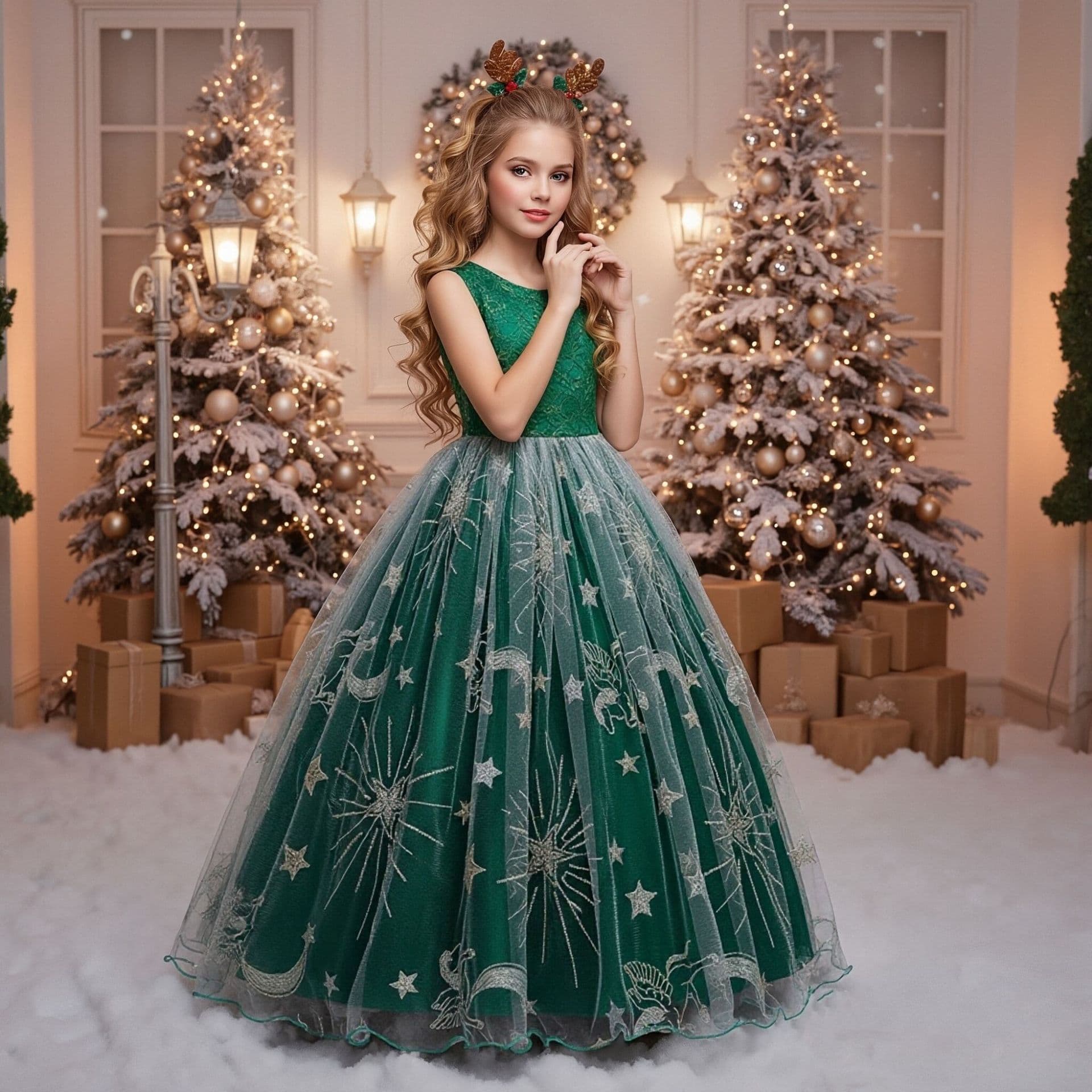 (Cross-border trading), children's dress, starry sky, long skirt, with embroidery, Birthday gift