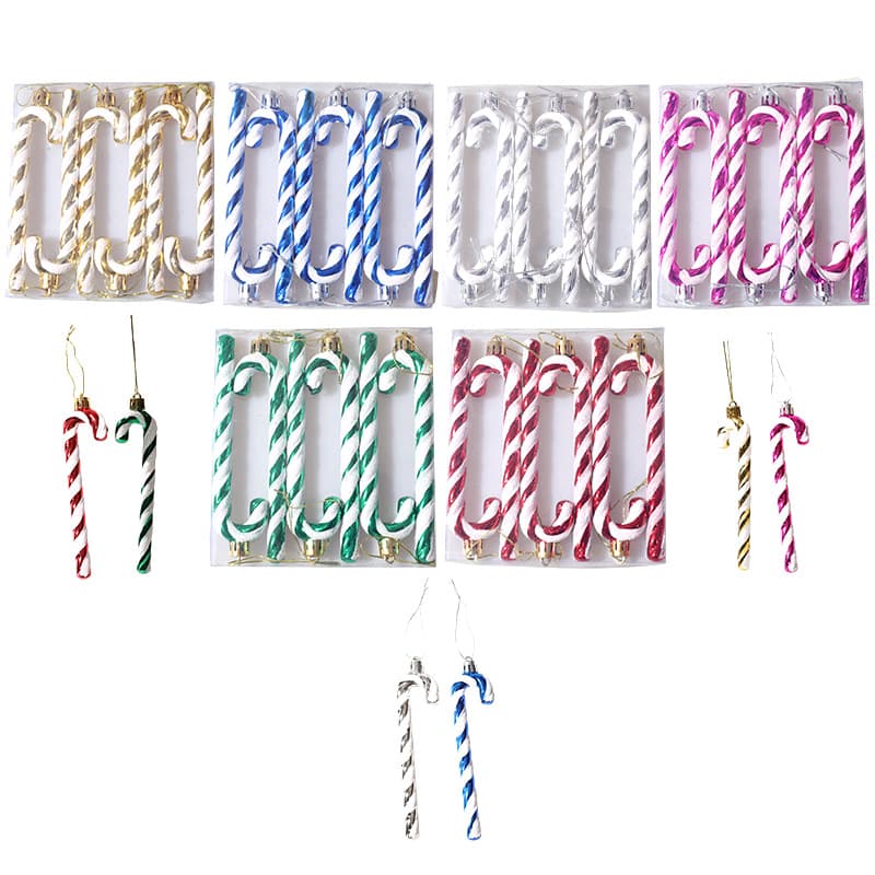 Cross -border wholesale new Christmas tree decoration plastic crutches Christmas decoration Christmas gift home decoration 3