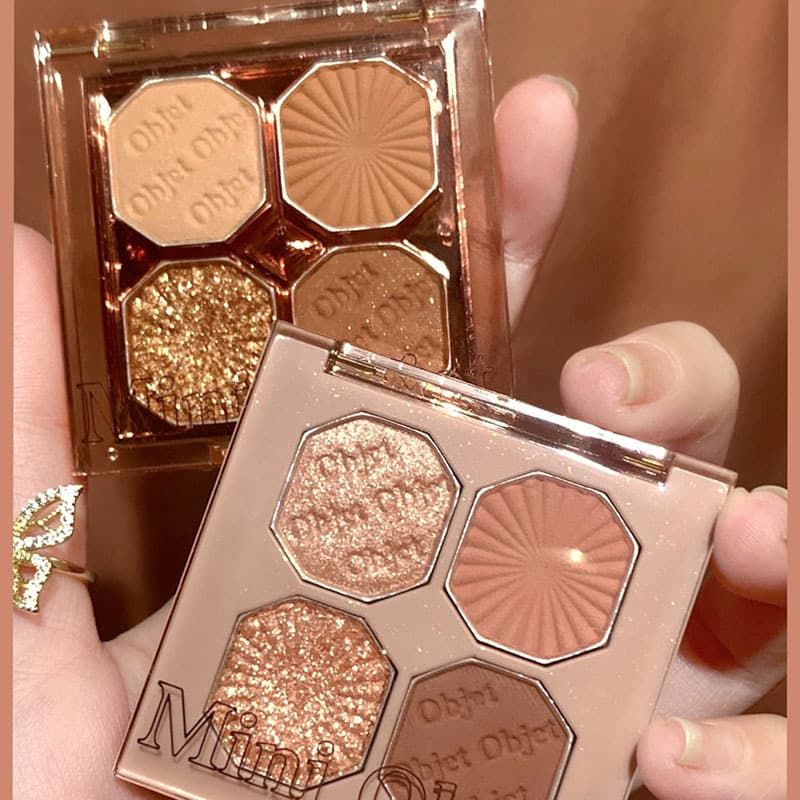 DIKALU Matte eye shadow, makeup primer for dry skin for students, eyeshadow palette, with gem, four colors, for every day 2