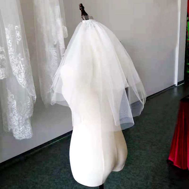 Bride, wholesale wedding photo studio travel shot double -layer soft net metal plug, simple children glowing small veil 2