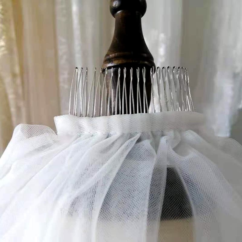 Bride, wholesale wedding photo studio travel shot double -layer soft net metal plug, simple children glowing small veil 3