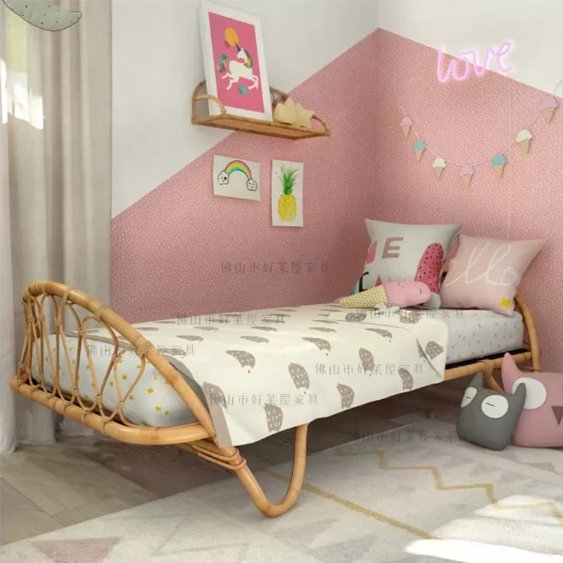 1.2 meters long Nordic Anti Bed INS Temple Sofa bed Indonesian Natural Children's Bed Hobbing Inn Inn, Tengmu Furniture 4