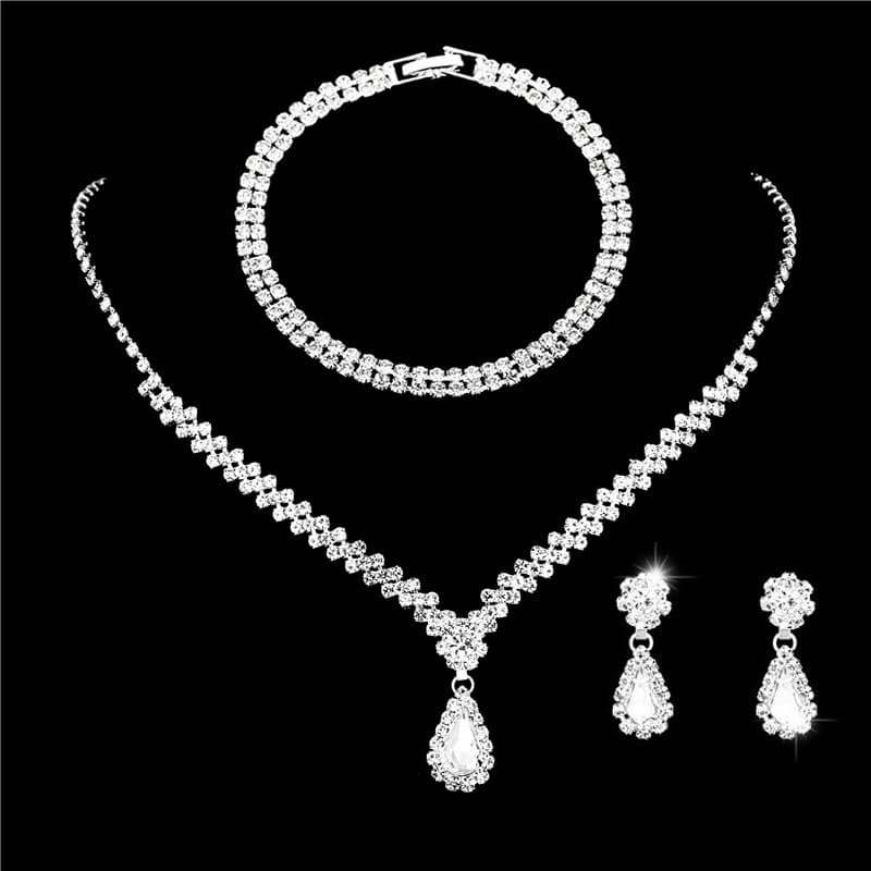 Accessory, metal necklace and earrings, set, jewelry for bride, 2 piece set 2