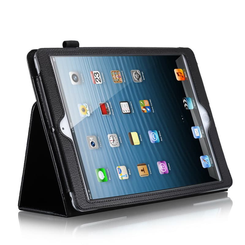 Applicable to Apple iPad9.7 tablet protective cover ipad5/6 lychee pattern two folding bracket Air leather case mini shell 3