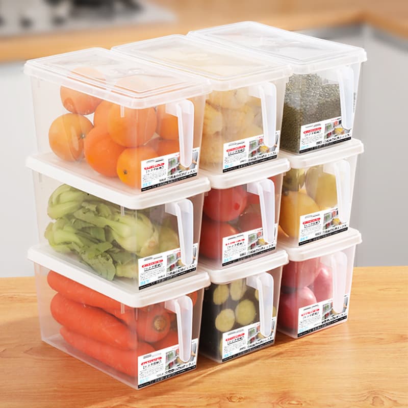 Kitchen refrigerator storage box drawer frozen food fresh -keeping box transparent belt covered square storage egg box