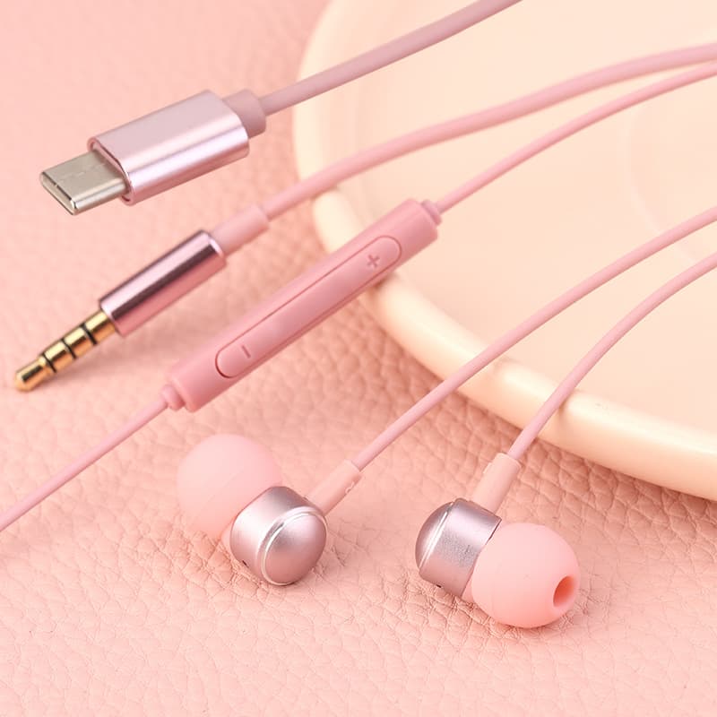 Cross-border wired headphones Typec metal in-ear sleep computer games mobile games with microphone wire-controlled headphones 2