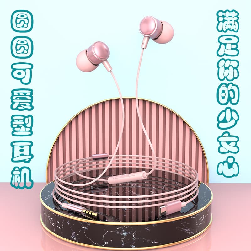 Cross-border wired headphones Typec metal in-ear sleep computer games mobile games with microphone wire-controlled headphones 3