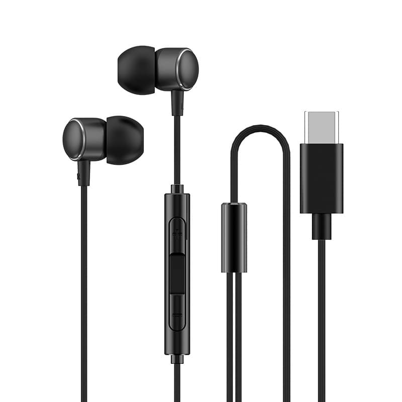 Cross-border wired headphones Typec metal in-ear sleep computer games mobile games with microphone wire-controlled headphones 5