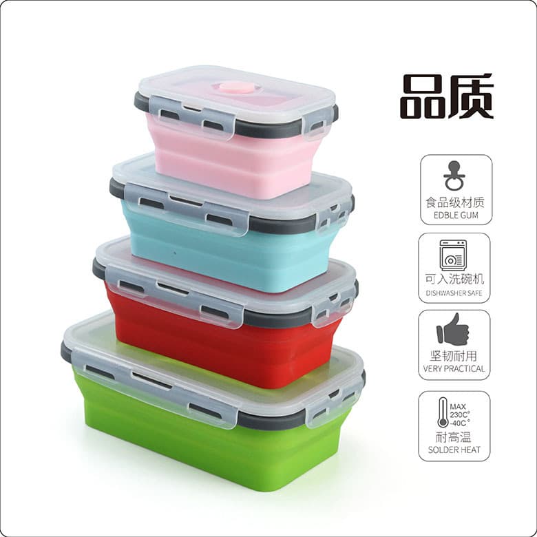 Folding food silicone, travel handheld lunch box, storage box 5