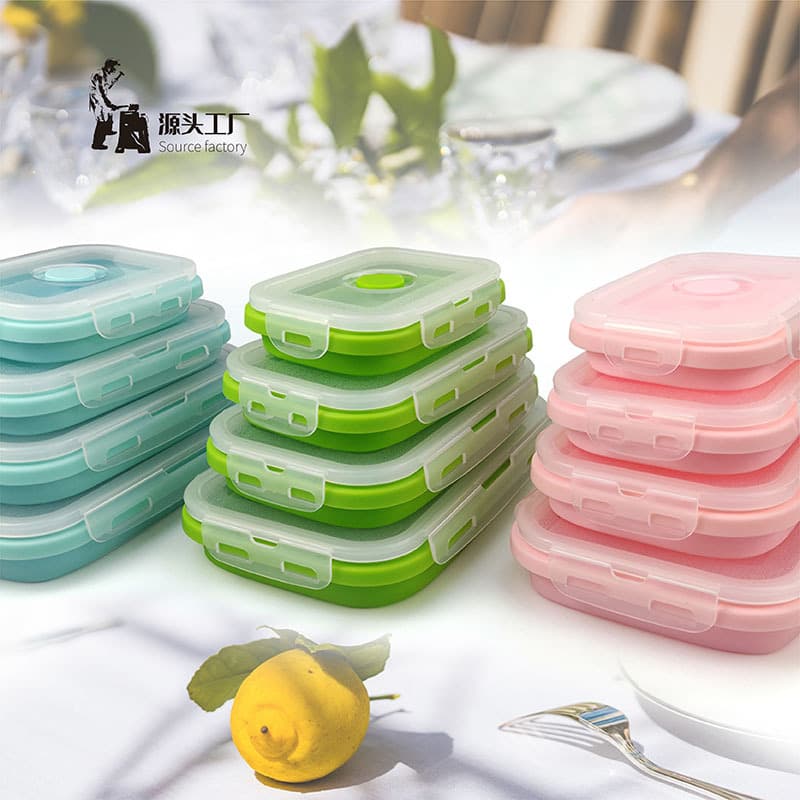Folding food silicone, travel handheld lunch box, storage box 1