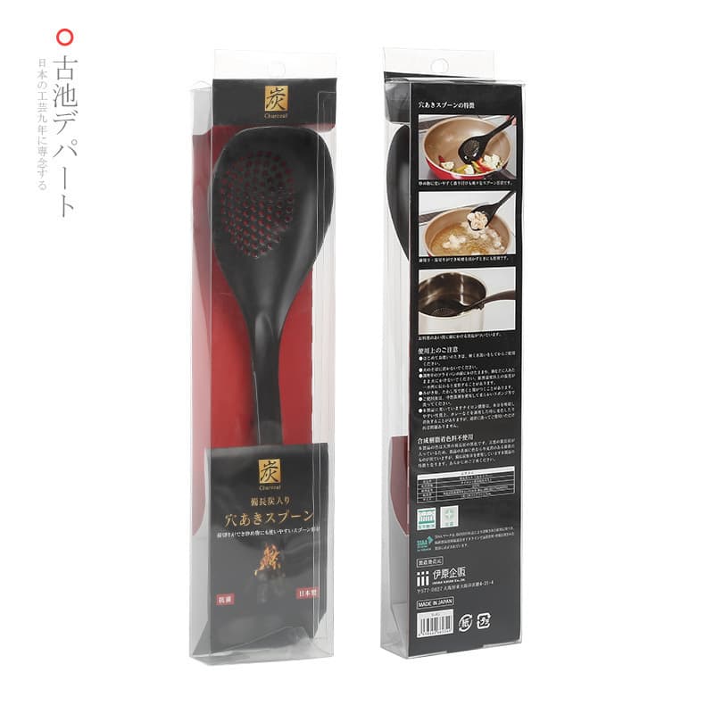 IHARA Japanese black charcoal ingredient nylon resin colander, hot pot spoon, nylon high temperature resistant kitchen spoon 4