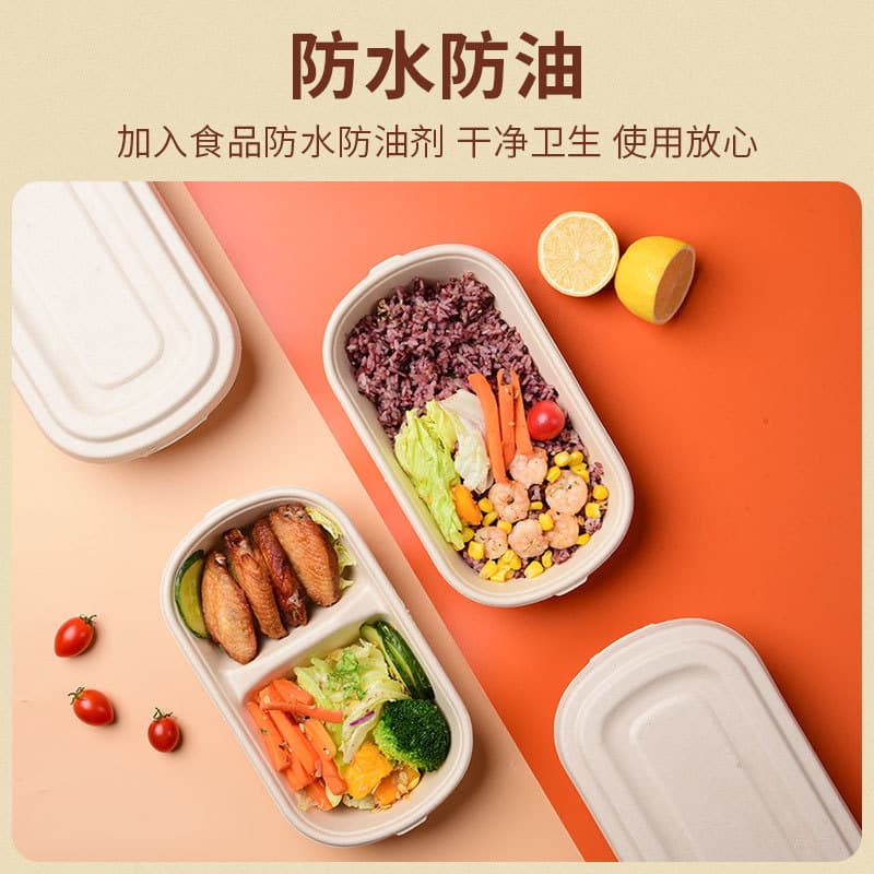Light salad, mochi, red bean, coconut crispy strips, lunch box, biodegradable takeaway croissant, paper pulp compartments 2