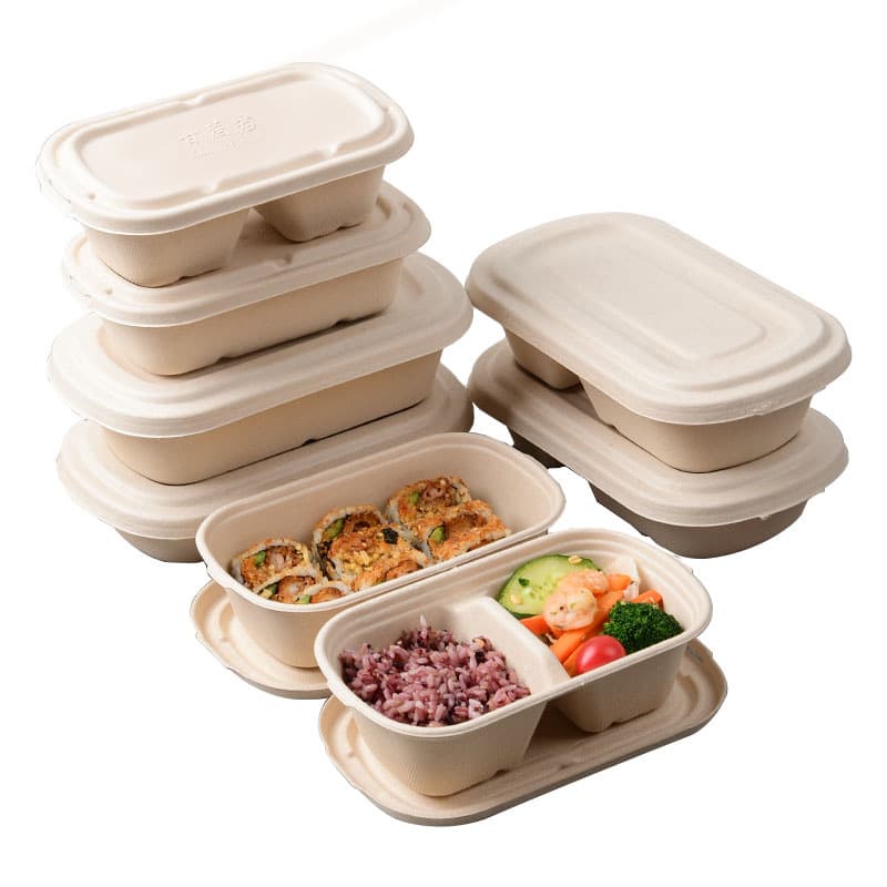 Light salad, mochi, red bean, coconut crispy strips, lunch box, biodegradable takeaway croissant, paper pulp compartments 5