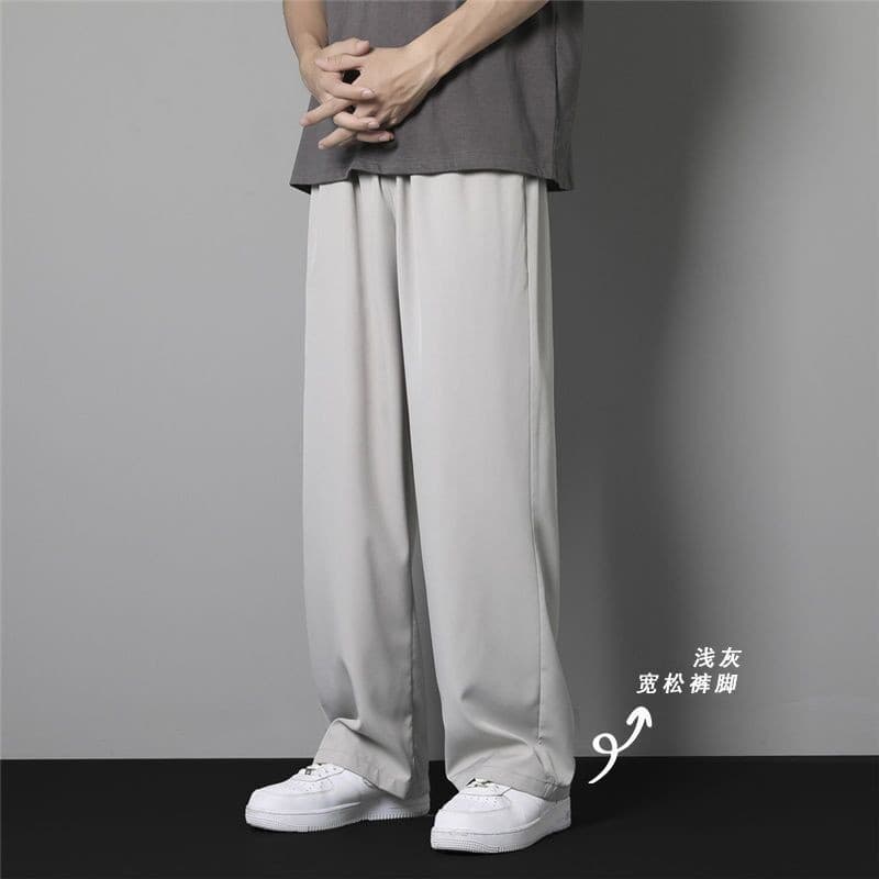 Tide, men's summer thin silk sports casual trousers, loose straight fit 2