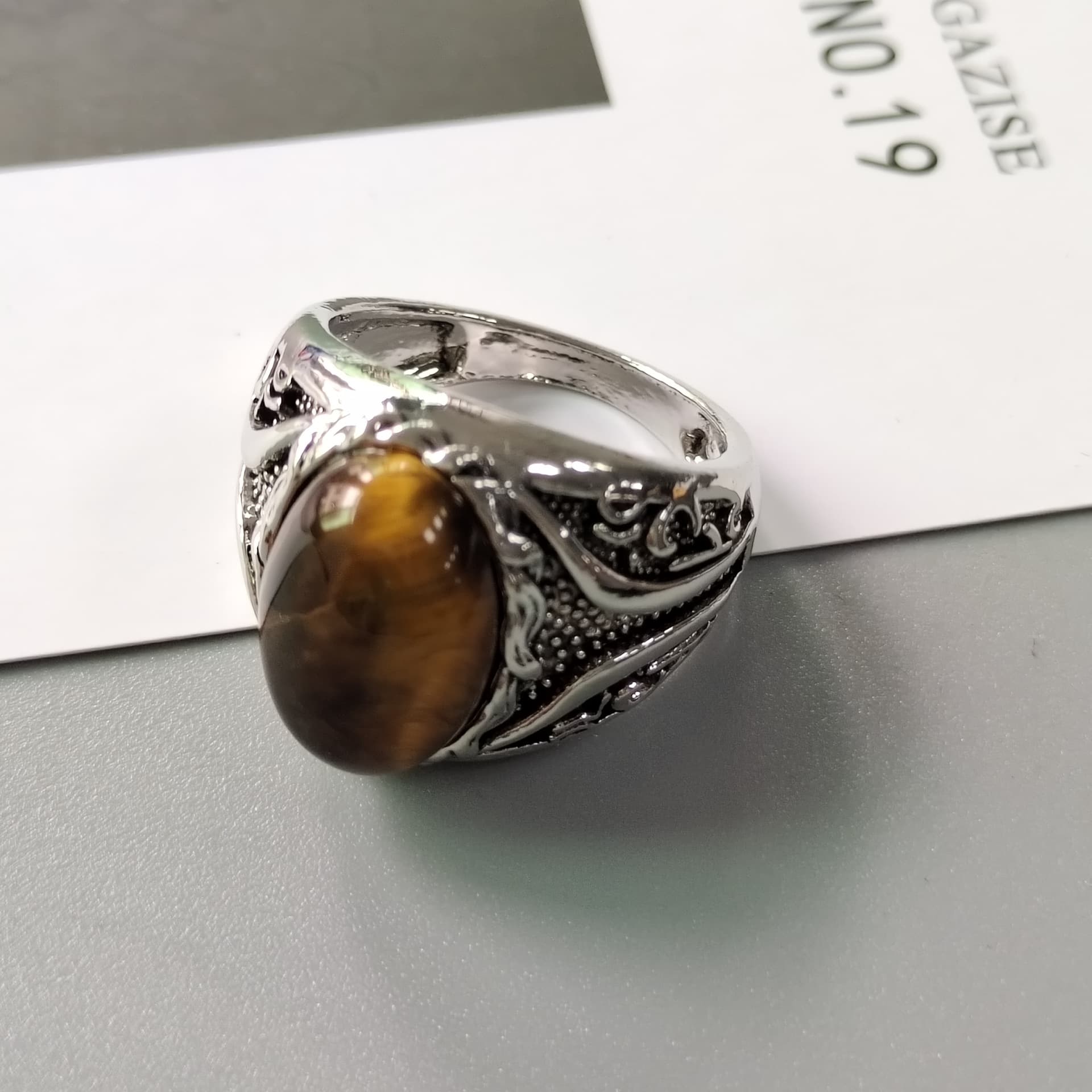 Elite fashionable yellow trend retro ring, wish 3