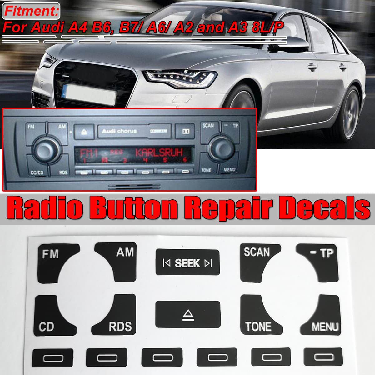 AS/TP multimedia radio key repair sticker is suitable for Audi A4 B6 B7/A6/A2 A3 1