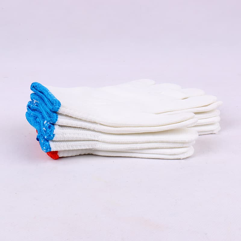 Cotton white knitted wear-resistant nylon gloves 4