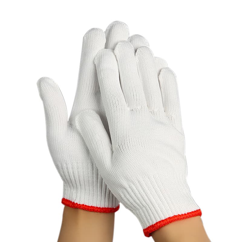 Cotton white knitted wear-resistant nylon gloves 5