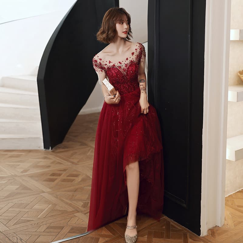 Elite elegant evening dress, burgundy wedding dress for bride 2