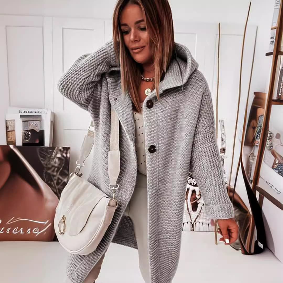 (Cross-border trading), knitted hoody, elegant sweater, cardigan, loose fit, plus size 2